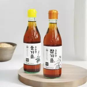 저온 압착 고소한 통참깨 방앗간 참기름+들기름 350ml+350ml