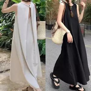 마실룩 캐주얼룩 시원한원피스 롱드레스 바캉스룩 A라인 휴양지룩 여름원피스