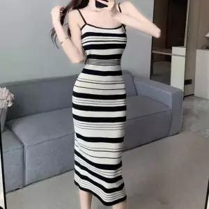 데님원피스 체크원피스 민소매 롱원피스 끈나시원피스 슬림핏 라인 반팔원피스