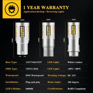 루보식 차량용 LED 전구 방향 지시등 1157 P21/5W Bay15d T25 T20 7443 72SMD 화이트 옐로우 브레이크 주차