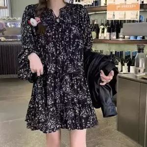 미니 여리 캉캉 스트링 플라워 원피스 페미닌 플라워패턴 러블리 데이트룩