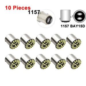 루보식 10PCS 자동차 LED 테일 전구 P21W BA15S 1156 방향 지시등 12V 6000K 21 SMD 브레이크 주차 램프
