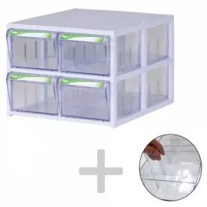 투명 칸막이 2단 서랍식 수납함 책상정리함 세트 다용 (WFKB7P6)