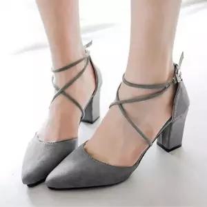 [하프클럽/]여성 고급 스웨이드 스틸레토 하이힐 발목 스트랩 힐