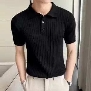 [프로셀러] 남자 댄디룩 데이트룩 유단추 카라 반팔 니트티셔츠