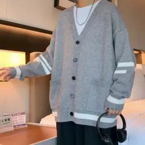 [프로셀러] 남성 캐주얼 배색 루즈핏 니트가디건 남자 심플카디건