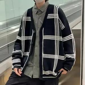 [프로셀러] 남자 오버핏 체크 가디건 봄 가을 간절기 편한룩 겉옷