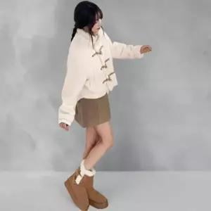 [옷자락]여성 겨울 일상복 뒷밴드 부클 미니스커트