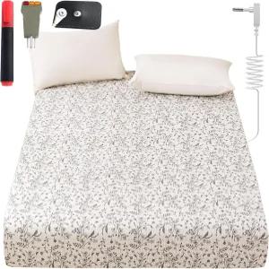 접지 시트 킹 90 면+ 10 순은 섬유 침대 키트 딥 포켓 - 한 수면 요법에 사용 (회색 꽃 여왕)