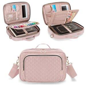 티모이 대형 성경 표지, 끈과 펜 홀더가 있는 여성 휴대용 케이스 교회 가방, 공부 종교 용품 토트백, 핑크 퀼트