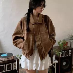 여성 스웨이드 점퍼 빈티지 무드 루즈핏 봄가을 캐주얼 자켓