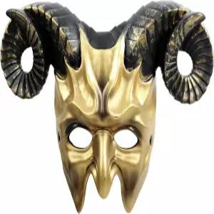 MCJC 데빌 염소 뿔 마스크 할로윈 코스프레 소품 하프 페이스 가면극 4가지 색상