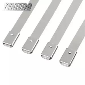 스테인레스 스틸 케이블 빵끈 다 잠금 케이블 금속 타이 10mm 잠금 금속 지퍼 배기 랩 코팅 케이블 타이 10