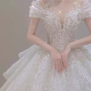 비즈 드레스 촬영 반팔 화려한 밸라인 디자인 머메이드