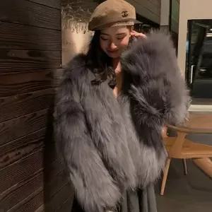 (색상 아이보리)자켓 겨울자켓 토끼털 폭스 모피자켓 퍼자켓 여우털 페이크 퍼 폭스자켓 숏