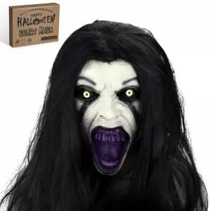 머리카락이 있는 홈가티 할로윈 무서운 마스크 - 어른들을 위한 소름 끼치는 유령 얼굴 눈과 입이 현실적인
