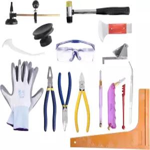 전문가용 16피스 모자이크 타일 및 스테인드글라스 시동 도구 세트 커터 펜치 사각형 망치 피드 안전 유리