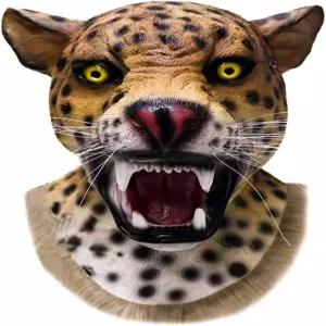 현실적인 동물 야생 고양이 표범 라텍스 마스크 머리와 목 전체 할로윈 파티 화려한 드레스 카니발 소품