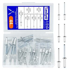 알루미늄 블라인드 리벳 팝 모음 키트  볼트 스틸 생크 맨드릴 배기 패스너  44 개  6 가지 크기