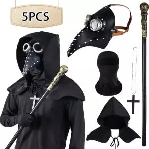 성체 망토를 위한 할로윈 전염병 닥터 라텍스 마스크 5종 까마귀 부리 스팀펑크 코스튬 세트 선물