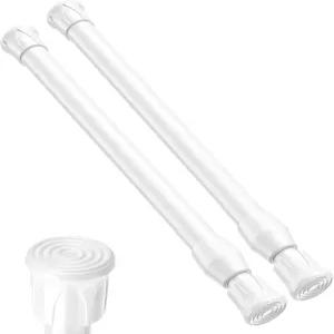 텐션 커튼 로드 12-20인치 소형 흰색 조절 가능한 스프링 2팩 미니 옷장 주방 서랍 드릴 찬장 캐비닛 없음