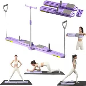 업그레이드 분할 필라테스 리포머 보드 - 저항 밴드 및 손잡이가 있는 접이식 다기능 리바운드 복부 복근