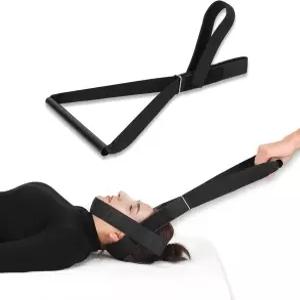 목 스트레칭 스트랩 을 위한 경추 견인 장치 편안한 손잡이와 턱 벨트가 있는 척추 지압 감압 도구