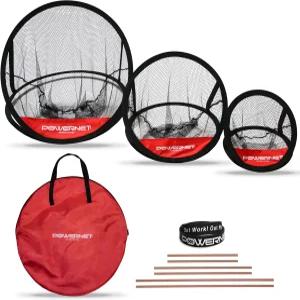 파워넷 골프 치핑 번들 16개의 폼볼이 포함된 3피스 네트 세트 또는 실제 연습용 골프공으로 게임 뒷마당