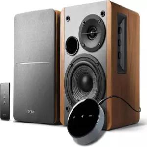 WiiM 미니 에어플레이2 무선 Wi-Fi 오디오 스트리머가 탑재된 에디파이어 파워 책장 스피커 R1280T Spotify