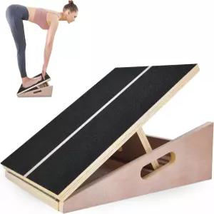 종아리 스트레칭을 위한 경사 보드 휴대용 나무 스트레칭기 - 무릎 발목 뒤꿈치 발 다리를 조절 가능한