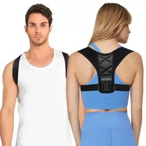 ACCUBIO 자세 교정기 여성 남성 상부 허리 보조기 지지 교정용 백 스트랩 조절 가능한 척추 측만증 목 및