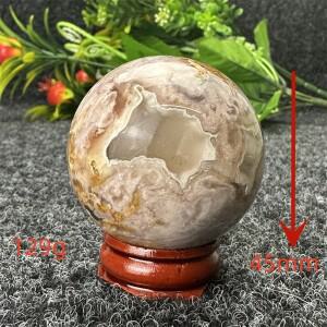천연 핑크 벚꽃 마노 크리스탈 볼 미네랄 자연 치유 및 스톤 구체 마사지 볼 장식