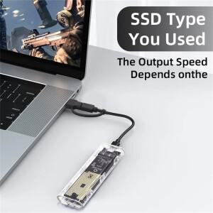 M.2 NVME PCIe NGFF SATA 듀얼 프로토콜 SSD 케이스 투명 USB  C 10Gbps PCI-E 외부 인클로저 하드 디스크