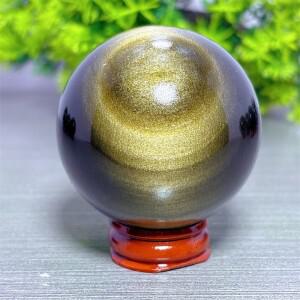 골드 흑요석 구체 천연 크리스탈 홈 데코 아이템 방 장식 행운의 석영석 정원 레이키 치유 에너지 사랑 수
