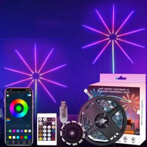 2025 불꽃 조명 LED 스트립 블루투스 스마트 호환 앱 제어 네온 USB 5V 램프 음악 동기화 크리스마스 파티