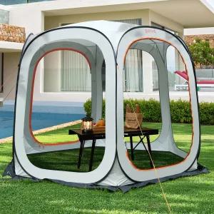 10x10 FT 인스턴트 팝업 스크린 하우스 텐트 - 파티오 뒷마당 캠핑을 위한 360° 방충 자외선 및 방수