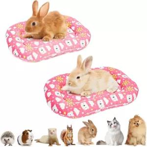 벨리블룸 2개 세탁 가능한 양면 소프트 패딩 토끼 침대 작은 개 고양이 침대용 리버서블 플러시 쿠션 매트