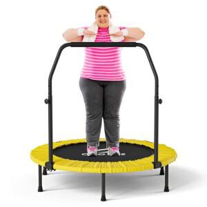 [미국배송] 조절 가능한 폼 핸들이 있는 클로리스 40인치 접이식 트램펄린 리바운더 피트니스 트램펄린 안전한 패딩 커버 베스트 선물.