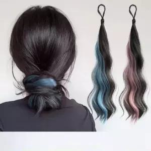 머리끈형 부분 컬러 브릿지 헤어 가발 방울 리본 세줄 (WFKB5ED)