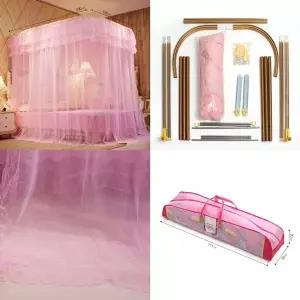 레이스 침대 모기장 레일형 150x200 핑크 사각 방충망