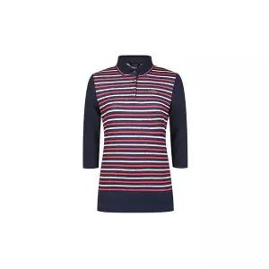 [하프클럽/올포유]여름 여성 몸판 스트라이프 7부 카라 티셔츠 AWTPL3381-915