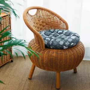 원목의자 우드췌어 의자 식탁 나무 목재 다이닝  홈 모조 등나무 발코니 거실 용 낮은 등받이 안락 라운드