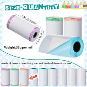 호환 9롤 열전 사 프린터 용지 접착제 57X30mm 미니 인쇄 P1 스티커 PeriPage A6