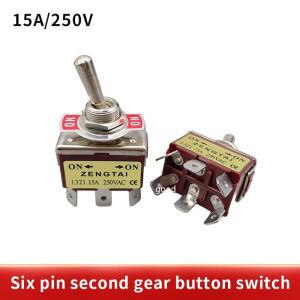 1pcs E-TEN1321 DPDT 250V 15A 12mm 토글 스위치 6 핀 ON-ON 로커
