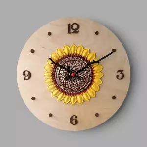 해바라기 자작나무 우드 인테리어 무소음 벽시계 (KYR-W983DDA)