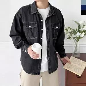 SIN MSF5002 남자 오버핏 포켓 청남방 데님 셔츠 (WFKBZGL)