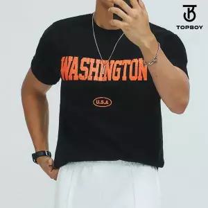 [하프클럽/탑보이]남자 레터링 워싱턴 머슬핏 반팔 티셔츠 (RV003)