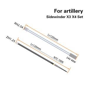 호환 아티러리 SW-X3 X4 3D 24V 48W 세라믹 카트리지 히터 로드 100K NTC 서미스터 사이드와인더 프린터용