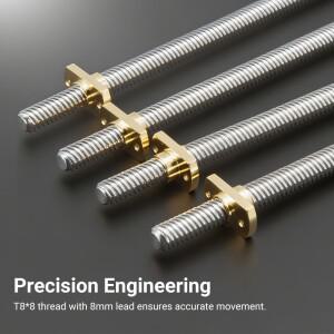 호환 T8 x Ender-3 V2 리드 스크류 Z축 로드  CR-10 SE I3 프린터용 황동 너트  길이 365mm  400mm