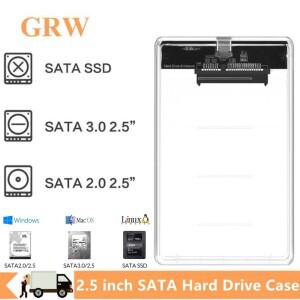 USB C타입 외장 하드 드라이브 케이스 to 마이크로 B 투명 디스크 도구 필요 없는 지지대 2.5 인치 SATA SS